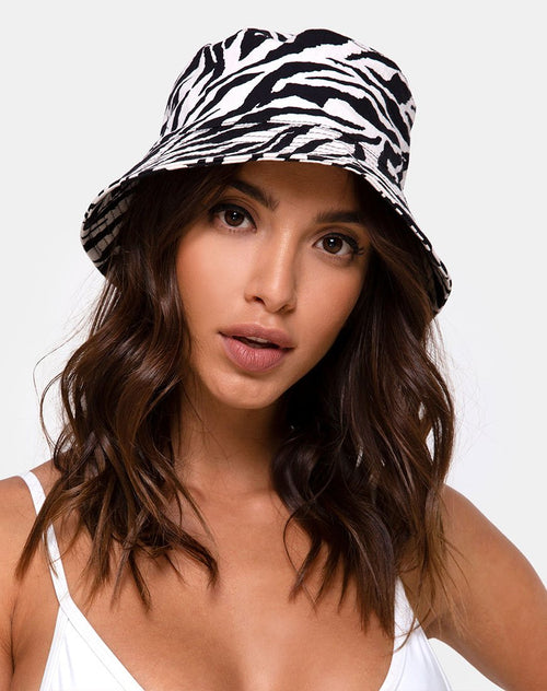 Bucket Hat in 90's Zebra