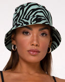 Bucket Hat in Wavey Zebra Mint