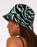 Bucket Hat in Wavey Zebra Mint