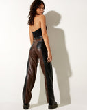 Image of Rakata Wide Leg Trouser in PU Bitter Chocolate