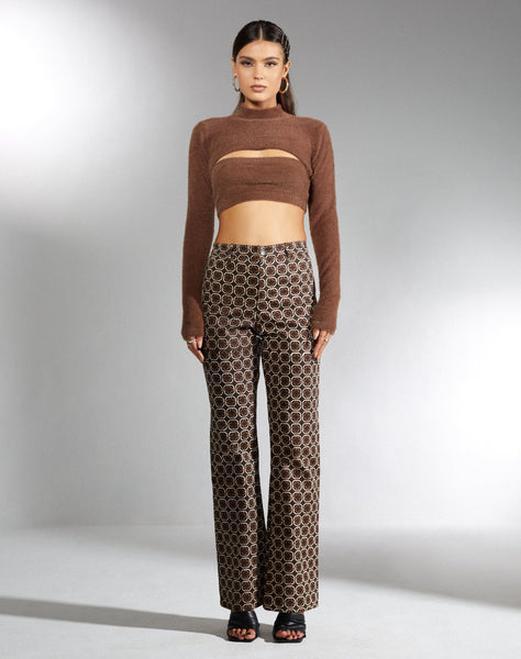 Image of MOTEL X IRIS Bukian Cropped Jumper in Knit Brown