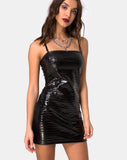 Image of Burmay Dress in PU Croco Black