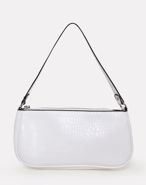 Gigi Shoulder Bag in Croc White