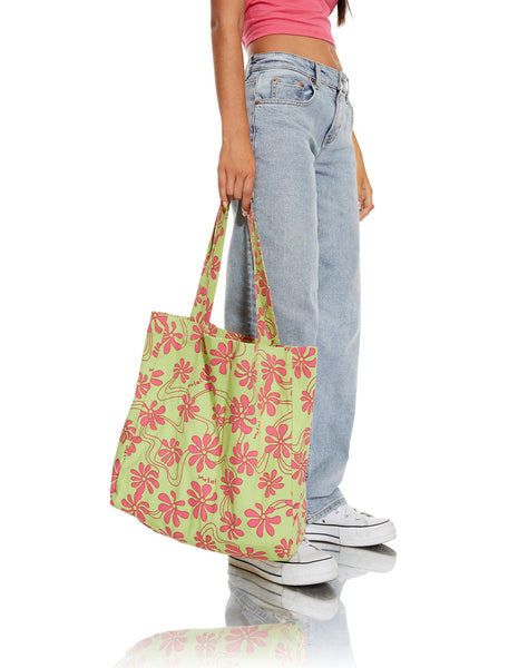 image of MOTEL X BARBARA Barbs Tote Bag in Green Beachy Floral