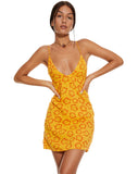 image of MOTEL X BARBARA Senor Mini Dress in Hibiscus Zebra Orange