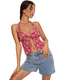 image of MOTEL X BARBARA Roula Top in 90s Beachy Floral Hot Pink