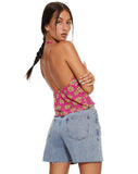 image of MOTEL X BARBARA Roula Top in 90s Beachy Floral Hot Pink