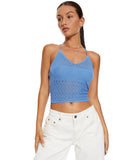 image of MOTEL X BARBARA Roe Crop Top in Blue