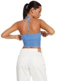 image of MOTEL X BARBARA Roe Crop Top in Blue