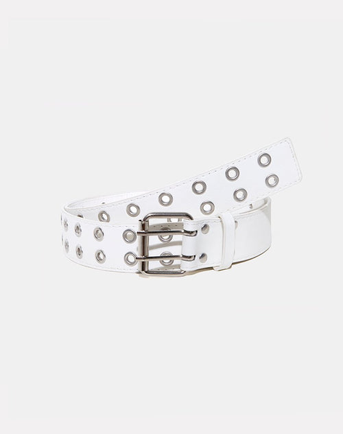 Double Grommet Belt in Punk White PU