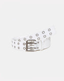 Double Grommet Belt in Punk White PU