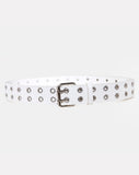 Double Grommet Belt in Punk White PU