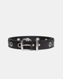 Image of Single Eyelet Grommet Belt in PU Leather Black