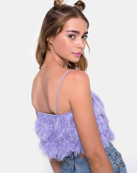 Cadence Crop Top in Faux Fur Lilac