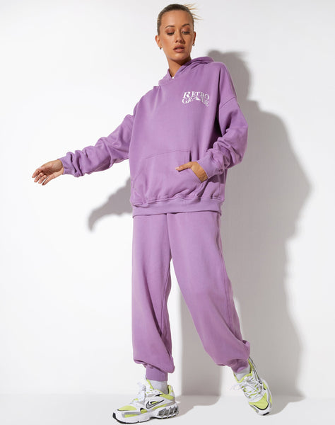 image of Oversize Hoodie in Lavender Retro Grade Embro