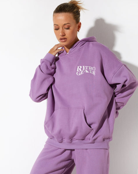 image of Oversize Hoodie in Lavender Retro Grade Embro