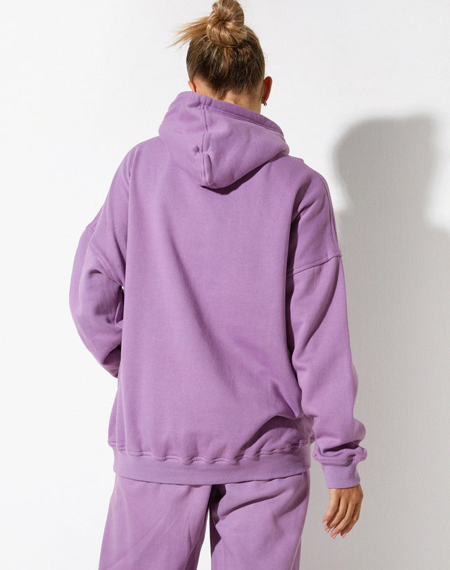 image of Oversize Hoodie in Lavender Retro Grade Embro