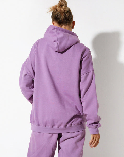 image of Oversize Hoodie in Lavender Retro Grade Embro