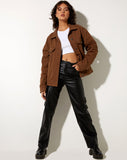 Image of Calissa Longline Denim Jacket in Rich Brown