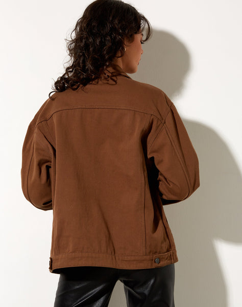 Image of Calissa Longline Denim Jacket in Rich Brown