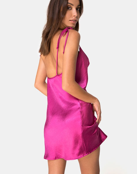 Camara Dress in Satin Magenta