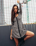 Camisa Swing Dress in Ditsy Rose Black