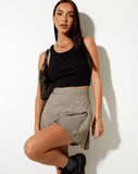 Image of Carga Mini Skirt in Check Brown Cream