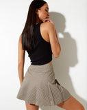 Image of Carga Mini Skirt in Check Brown Cream