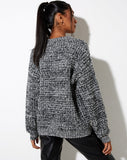 Image of Caribou Jumper in Chunky Knit Black Grey and White