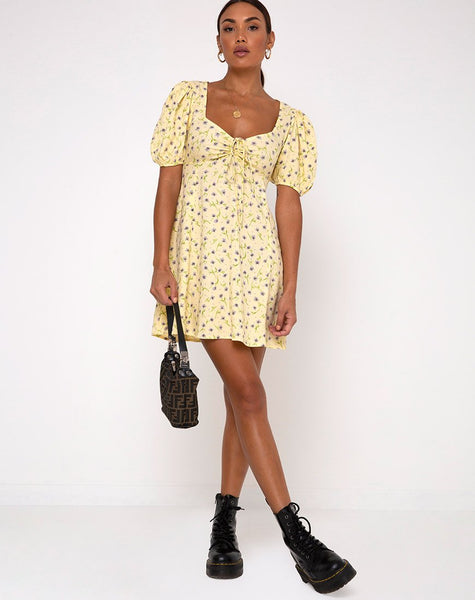 Carie Dress in Wild Flower Lemon Drop