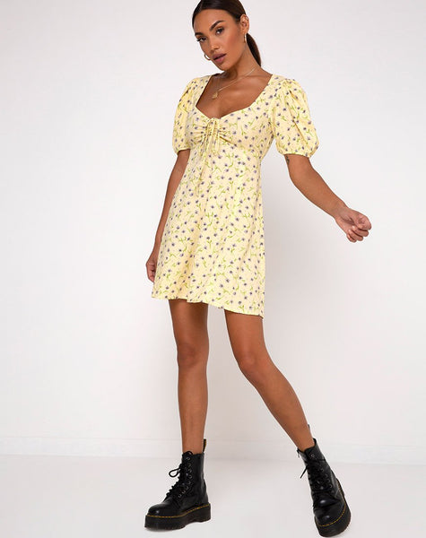 Carie Dress in Wild Flower Lemon Drop