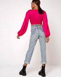 Carina Crop Top in Satin Zebra Fuchsia