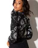 Carmen Longsleeve Top in Night Sky Black