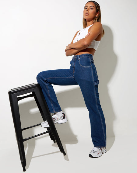 Seam Split Jeans in Indigo Blue