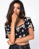 Cavazza Crop Top in Grunge Daisy Floral