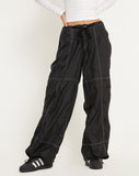 image of Phil Low Waist Trouser in Black with White Top Stitch