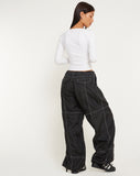 image of Phil Low Waist Trouser in Black with White Top Stitch