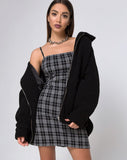 Cecile Slip Dress in Mono Plaid Black