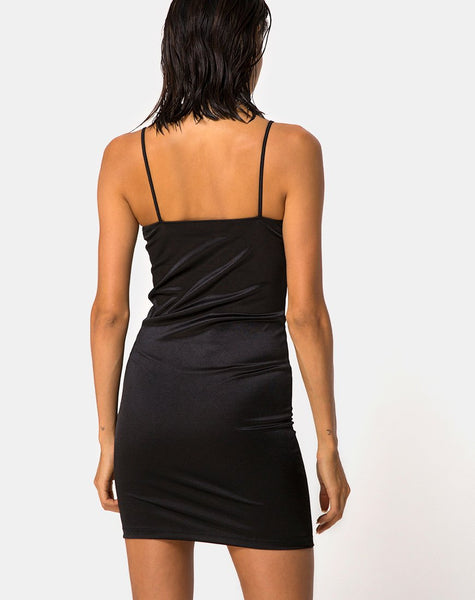 Cecile Dress in Satin Black