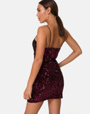 Cecile Slip Dress in Velvet Wine Sequin