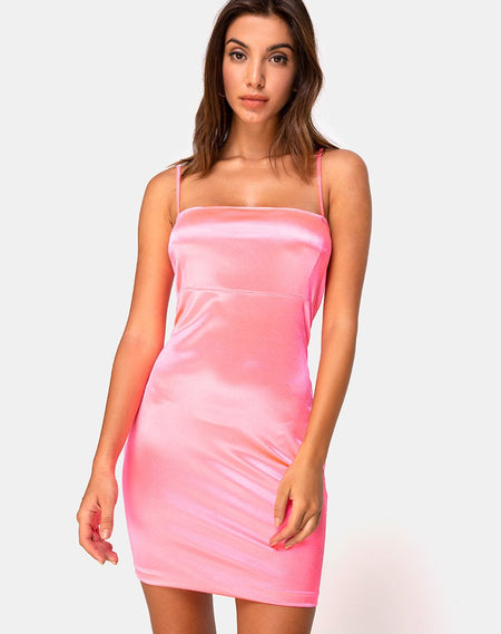 Guenette Dress in Satin Dusty Rose