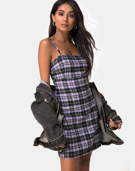 Reney Slip Dress in Inkblot Check Black and White