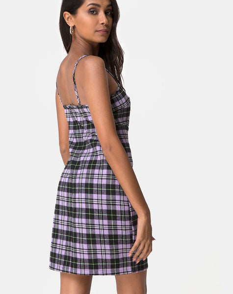 Cecile Dress in Plaid Lilac