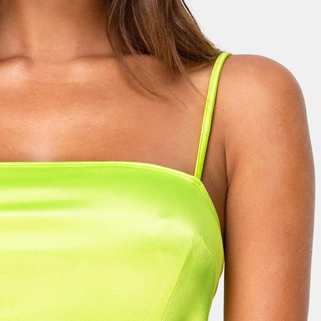 Cecile Slip Dress in Neon Yellow