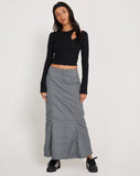 Image of Chaeun Low Rise Midi Cargo Skirt in Grey