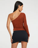 image of Chainia One Shoulder Top in Coffee Bean