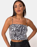 Champo Crop Top in Trippy Zebra Clear Sequin