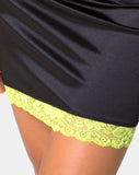 Cherry Skirt in Satin Black w/ Lime Lace