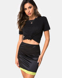 Cherry Skirt in Satin Black w/ Lime Lace