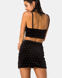 Cheri Split Skirt in Diamante Black